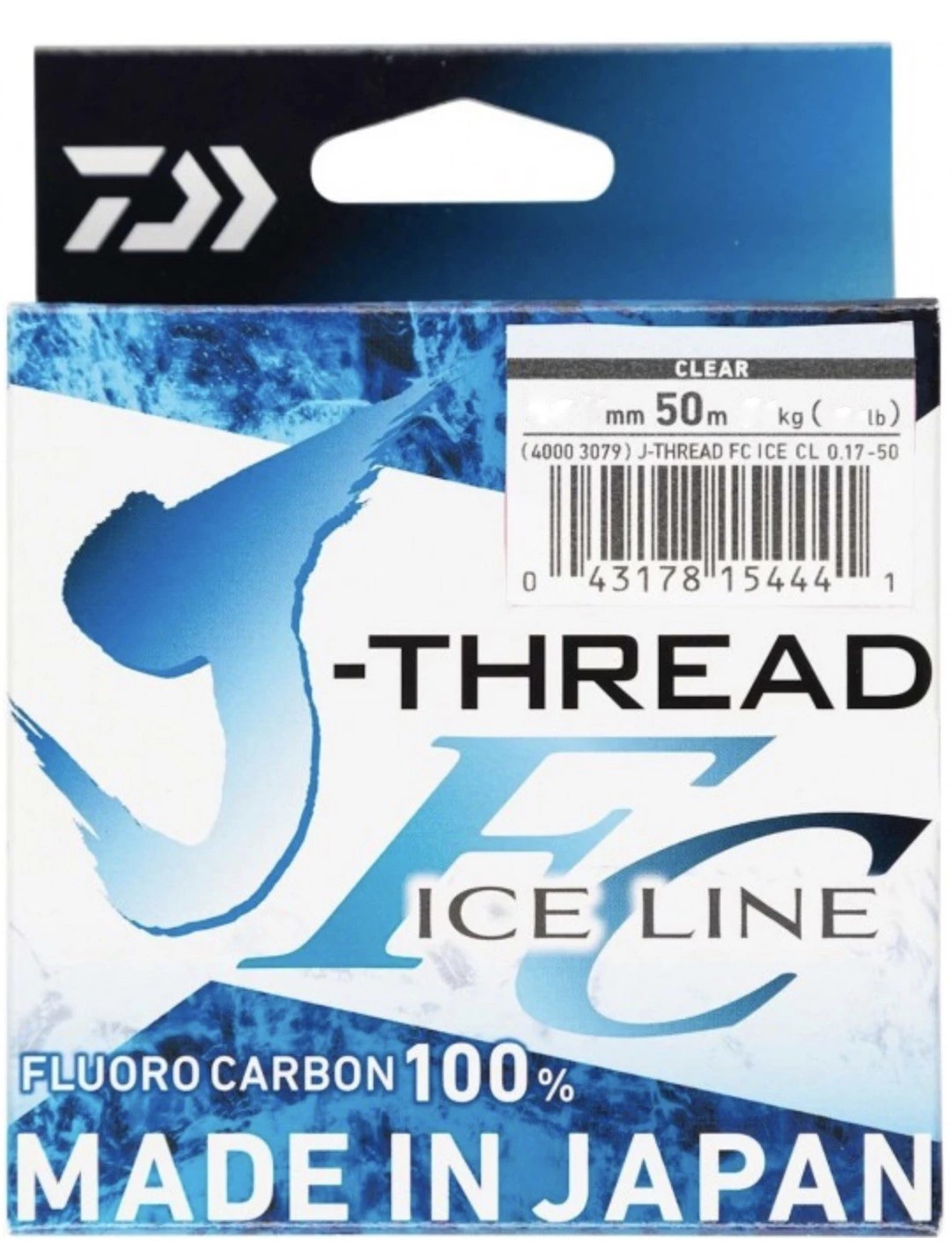 Леска Daiwa J-Thread Mono Ice Line Clear FluoroCarbon 50m