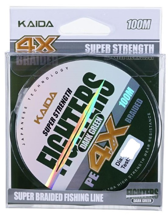 Плетеный шнур KAIDA FIGHTERS DARK GREEN 4X 100m