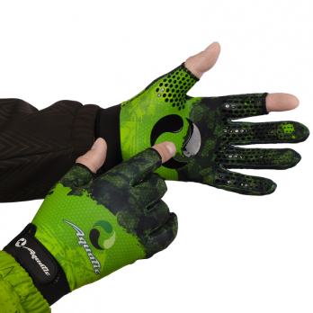 Перчатки демисезонные с флисом AQUATIC  ПЧ-11 (Цвет - CAMO LIME KHAKI, размер XL, фирменная печать)