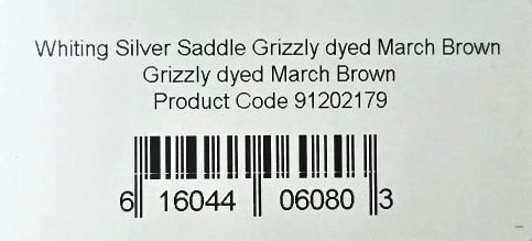 WHITING Петушиное седло Silver Saddle Grizzly dyed March Brown (№12-16)